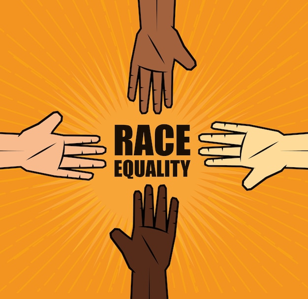 Vector people of color an caucasian peoples hands