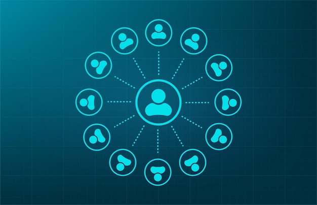 People communications remote access wireless connection symbol Vector illustration on blue backgr