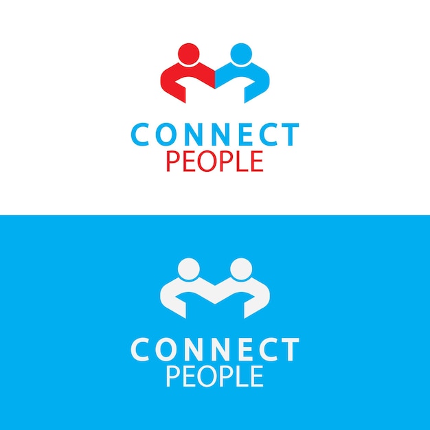 비즈니스를 위한 People Connect 로고 디자인 템플릿 연결 로고