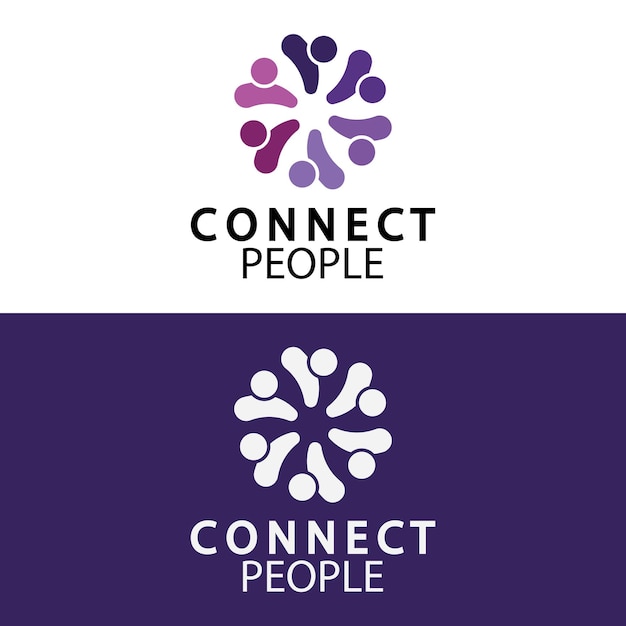 비즈니스를 위한 People Connect 로고 디자인 템플릿 연결 로고