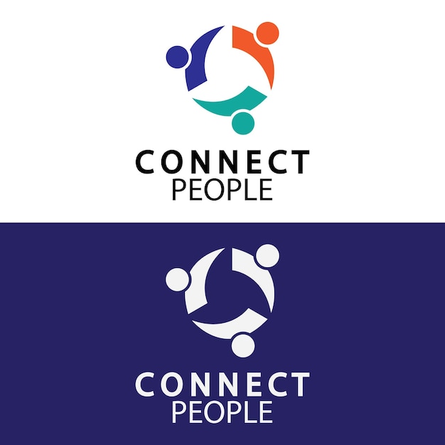 Vettore logo di connessione del modello di progettazione del logo people connect per le aziende