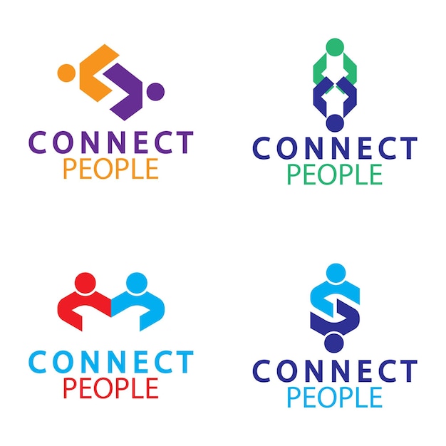 Vettore logo di connessione del modello di progettazione del logo people connect per le aziende