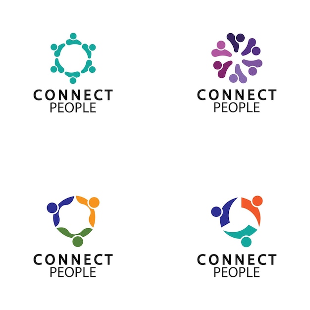 Vettore logo di connessione del modello di progettazione del logo people connect per le aziende