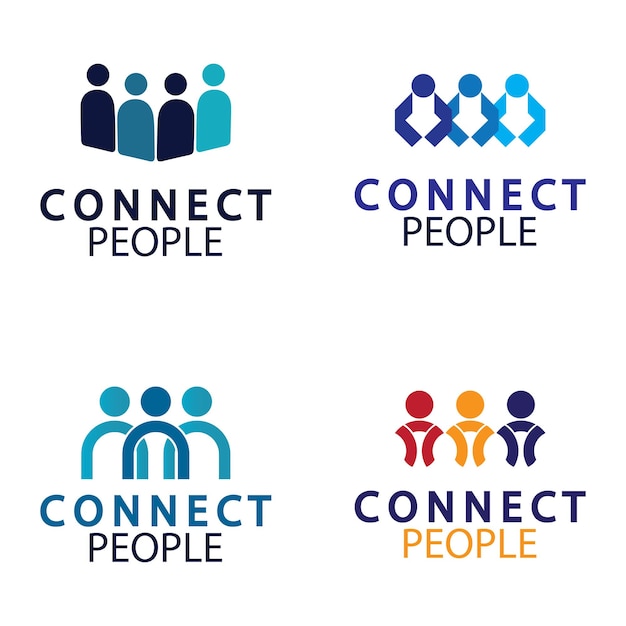 People Connect logo-ontwerpsjabloon verbindingslogo voor bedrijven