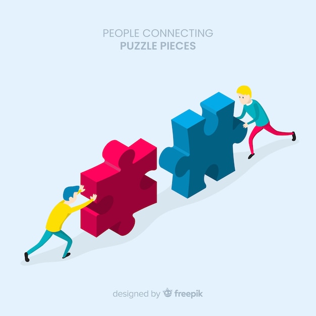 People connecting puzzle pieces