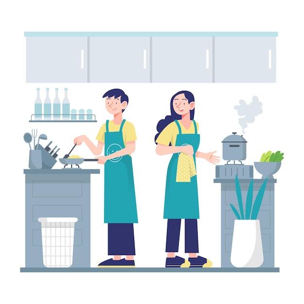 Vector people cooking concept