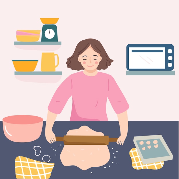 Vector people cooking illustration concept