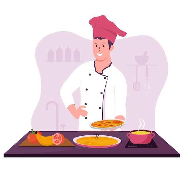 Vector people cooking illustration design concept