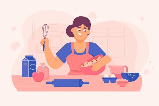 Vettore la gente cucina illustrazione