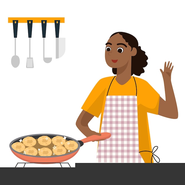 Vector people cooking their favourite food illustration
