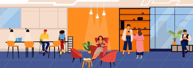 People in coworking illustration