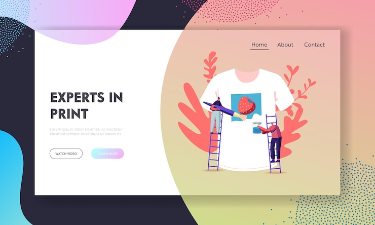 Vector people create handmade apparel design landing page template.