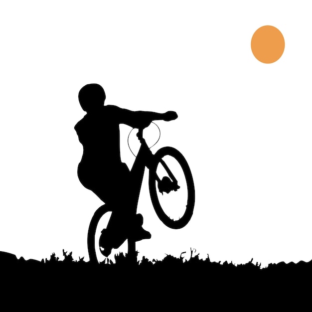 Vector people cycling silhouette vector illustration