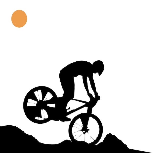 People cycling silhouette vector illustration