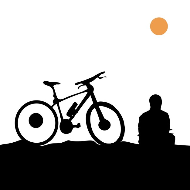 People cycling silhouette vector illustration