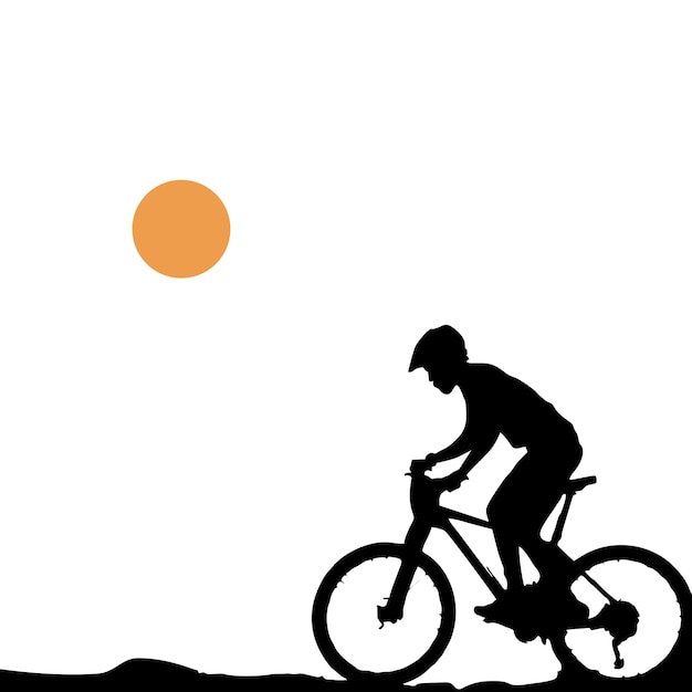 Vector people cycling silhouette vector illustration