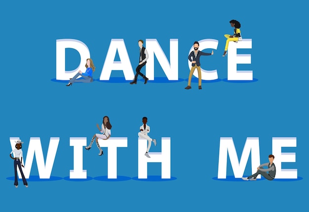 Vector people on dance with me for web mobile app presentations