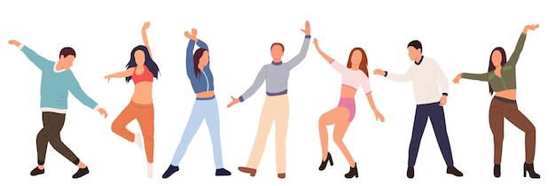 People dancing on white background isolated vector