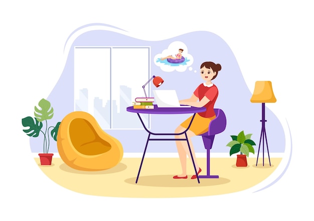 People Daydreaming Illustration with Imagining and Fantasizing in Bubble for Landing Page Templates