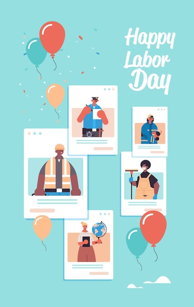 people of different occupations celebrating labor day