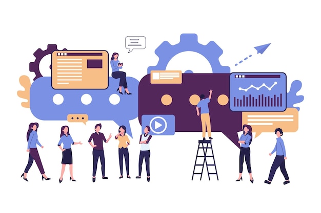 people discusing about news social issues network dialogues flat vector illustration