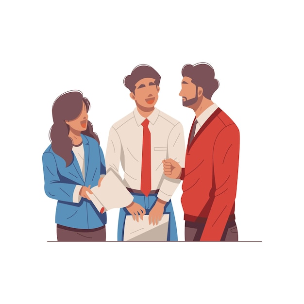 ビジネスのイラストのために一緒に話し合う人々
