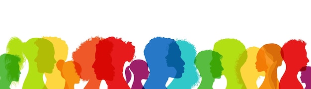 People diversity Group side silhouette men women diverse culture Equal Pride Inclusion Allyship