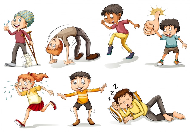 Vector people doing different actions set
