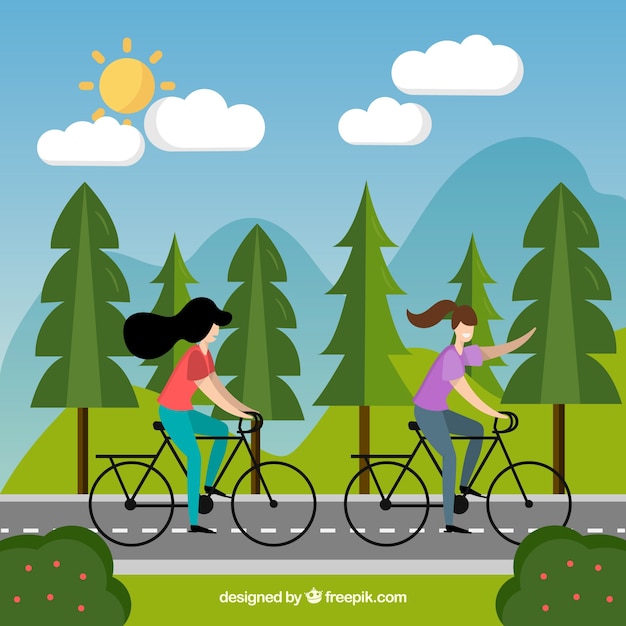 People doing outdoor activities with flat design