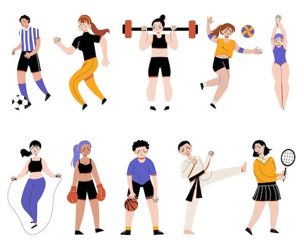 Vector people doing sport set vector illustration