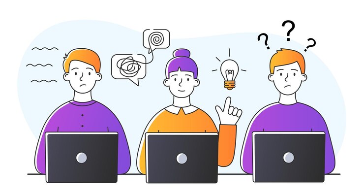 Vector people doing test