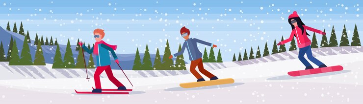 Vector 冬のスポーツバナーをしている人々