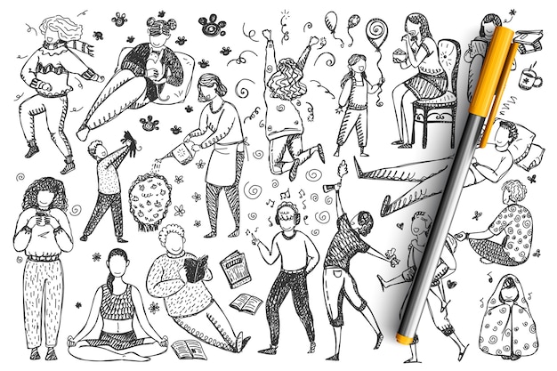 People doodle set.