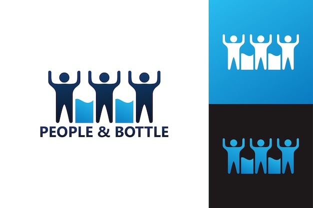 Vettore premium del modello di logo della bottiglia di persone e bevande
