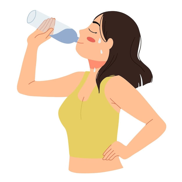 People drinking water healthy after sport lifestyle illustration