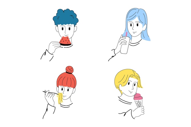 People Eating Simple Illustration