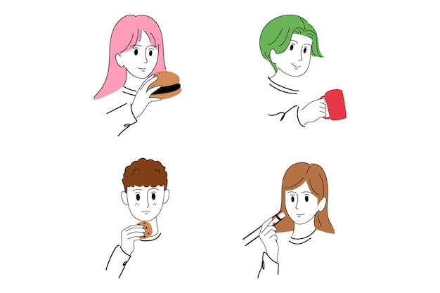 People eating simple illustration