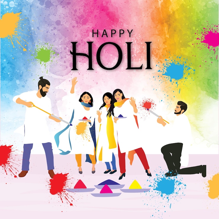 Vector people enjoying holi festival vector
