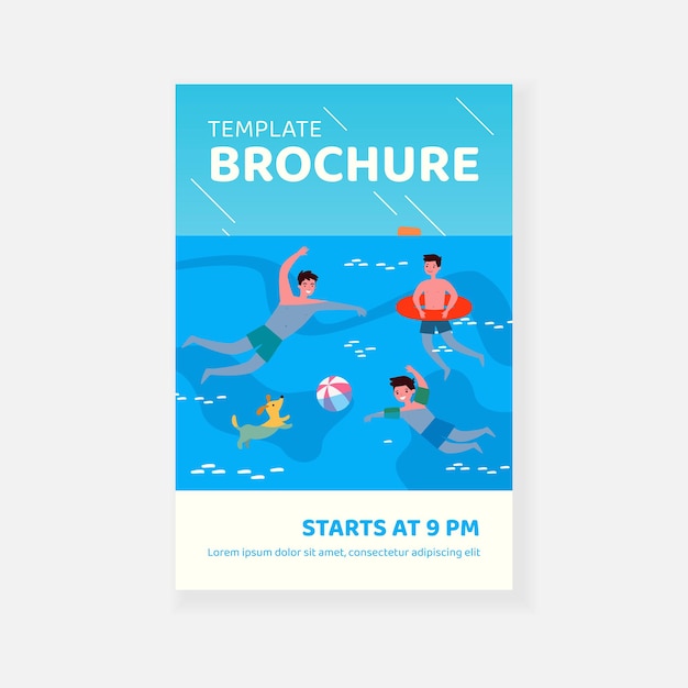 Vector people enjoying leisure time in swimming pool