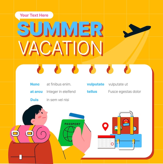 People enjoying summer overseas travel backpacking summer vacation event marketing banner template