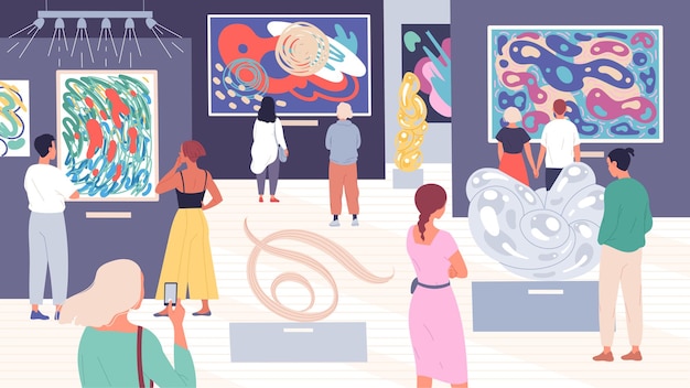 people on exhibition at the museum of fine arts.