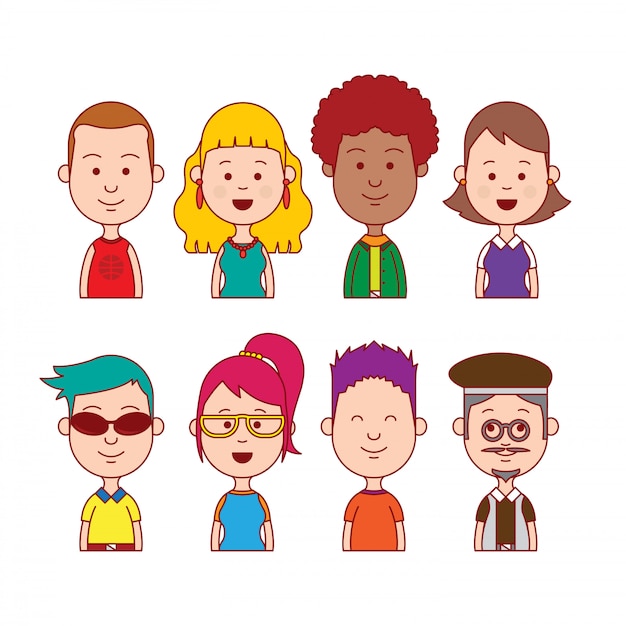 Vector people face set