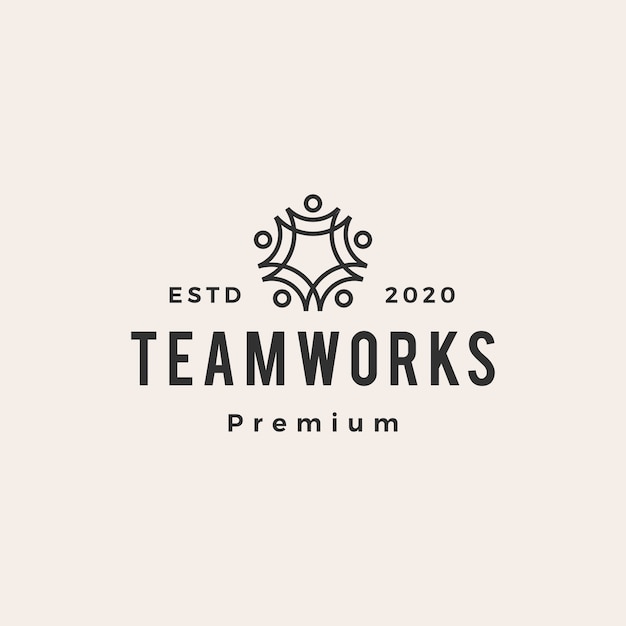 People family team work vintage logo