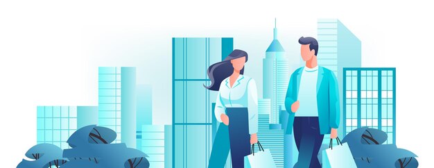 ショッピングバッグを持ったファッションの服を着た人々 シーズン 大売り上げ 特別オファー プロモーション 割引 肖像画
