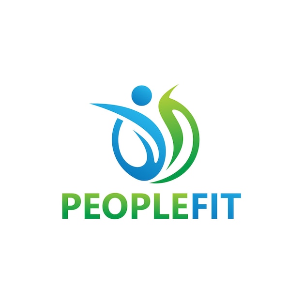 Вектор дизайна шаблона логотипа People Fit, эмблема, концепция дизайна, творческий символ, значок