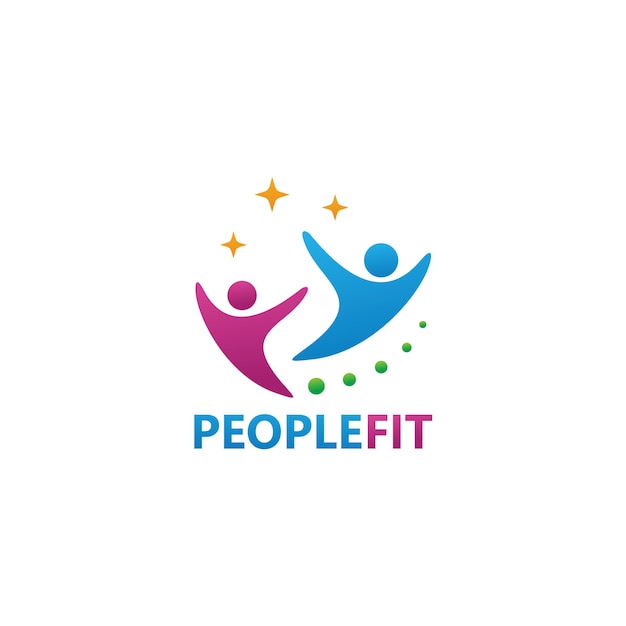 People fit logo template design vector, emblem, design concept, creative symbol, icon