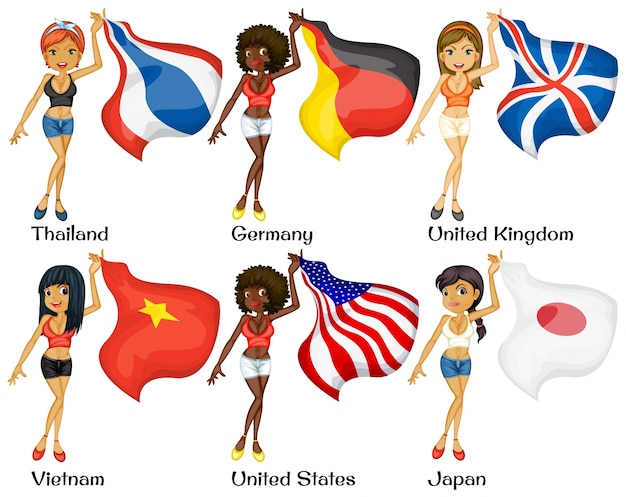 Vector people and flags