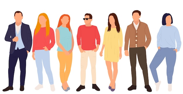 People flat design isolated on white background vector