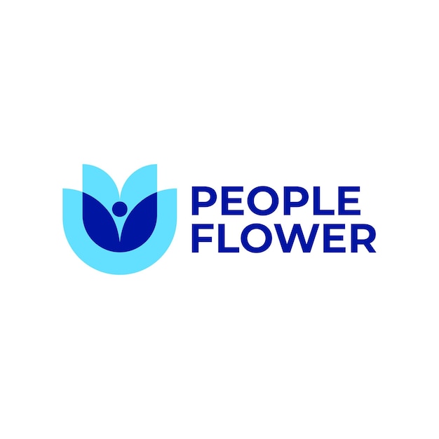 PEOPLE FLOWER COLORFUL OVERLAY OVERLAPPING LOGO NEGATIVE SPACE VECTOR ICON ILLUSTRATION