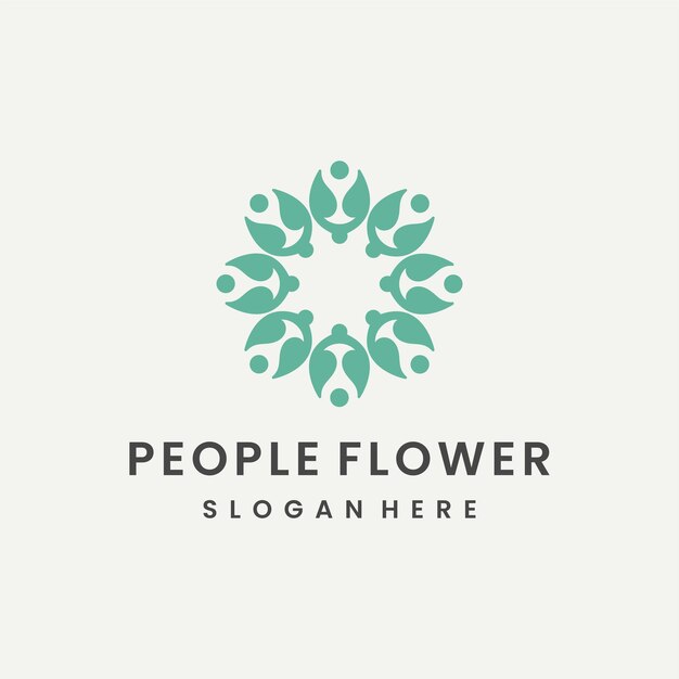 人の花のロゴのテンプレートベクトルイラストデザイン